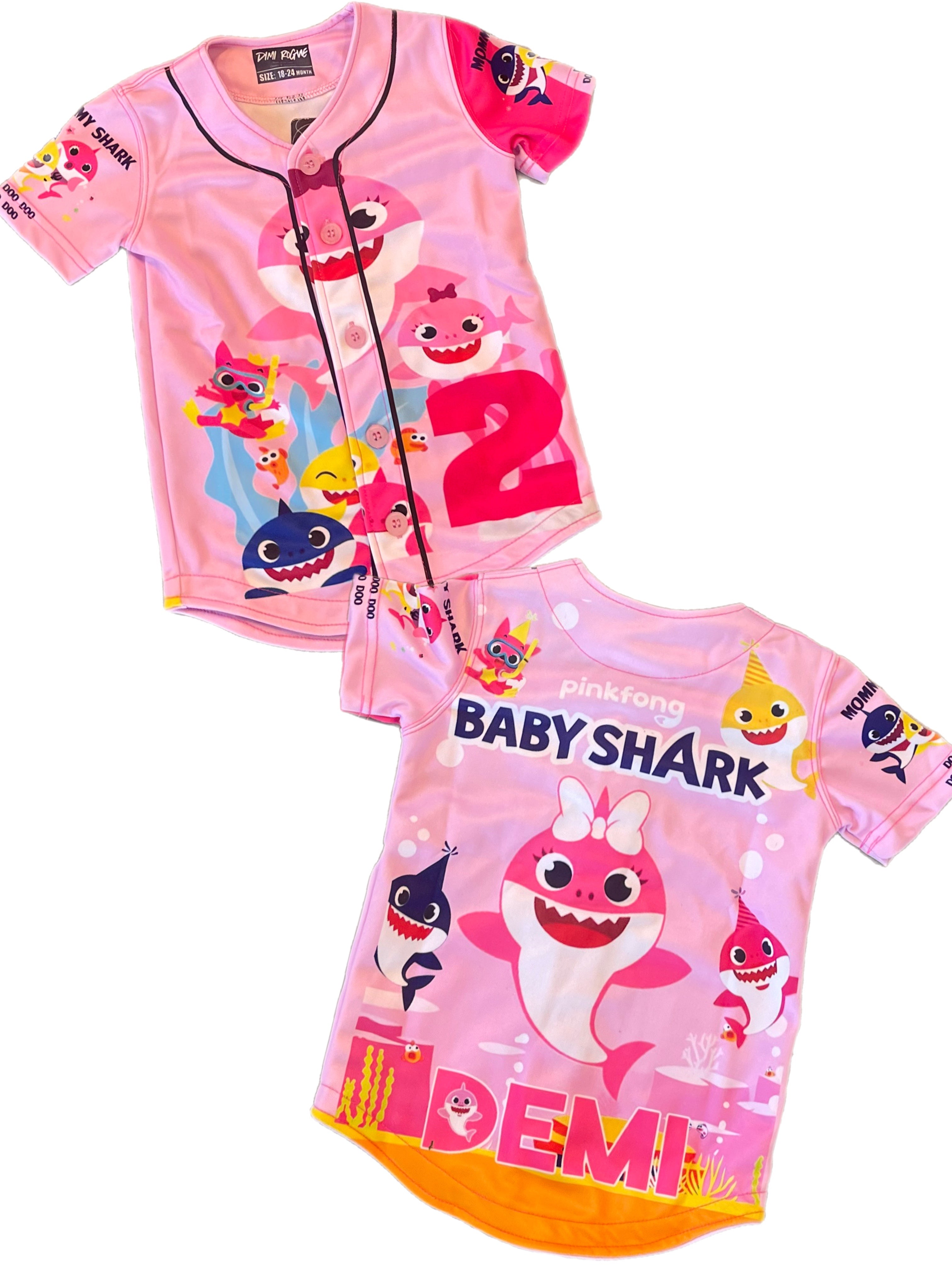 Kids pink Baby Shark t Jersey