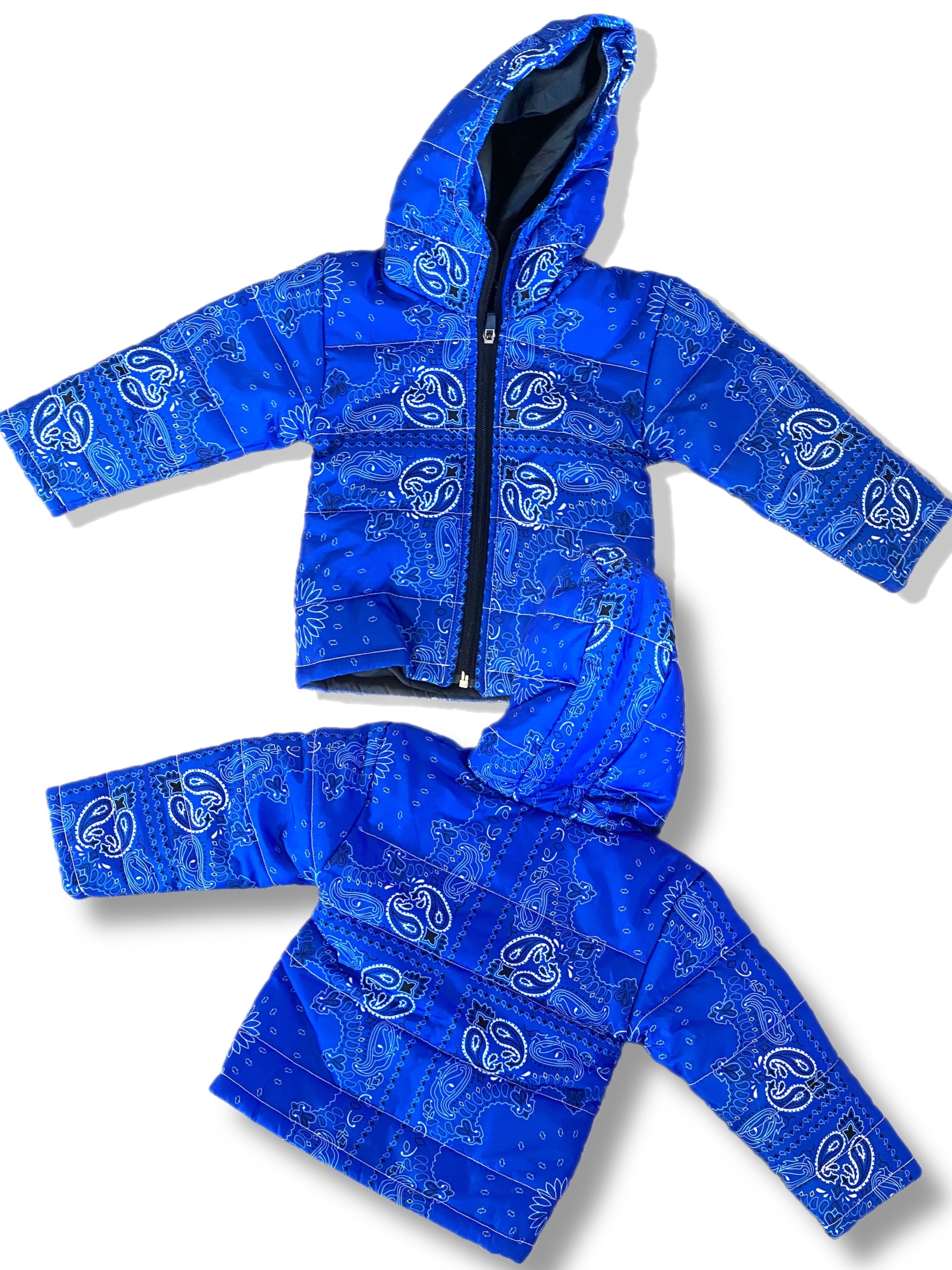 Kids blue Bandana Puffer Jacket