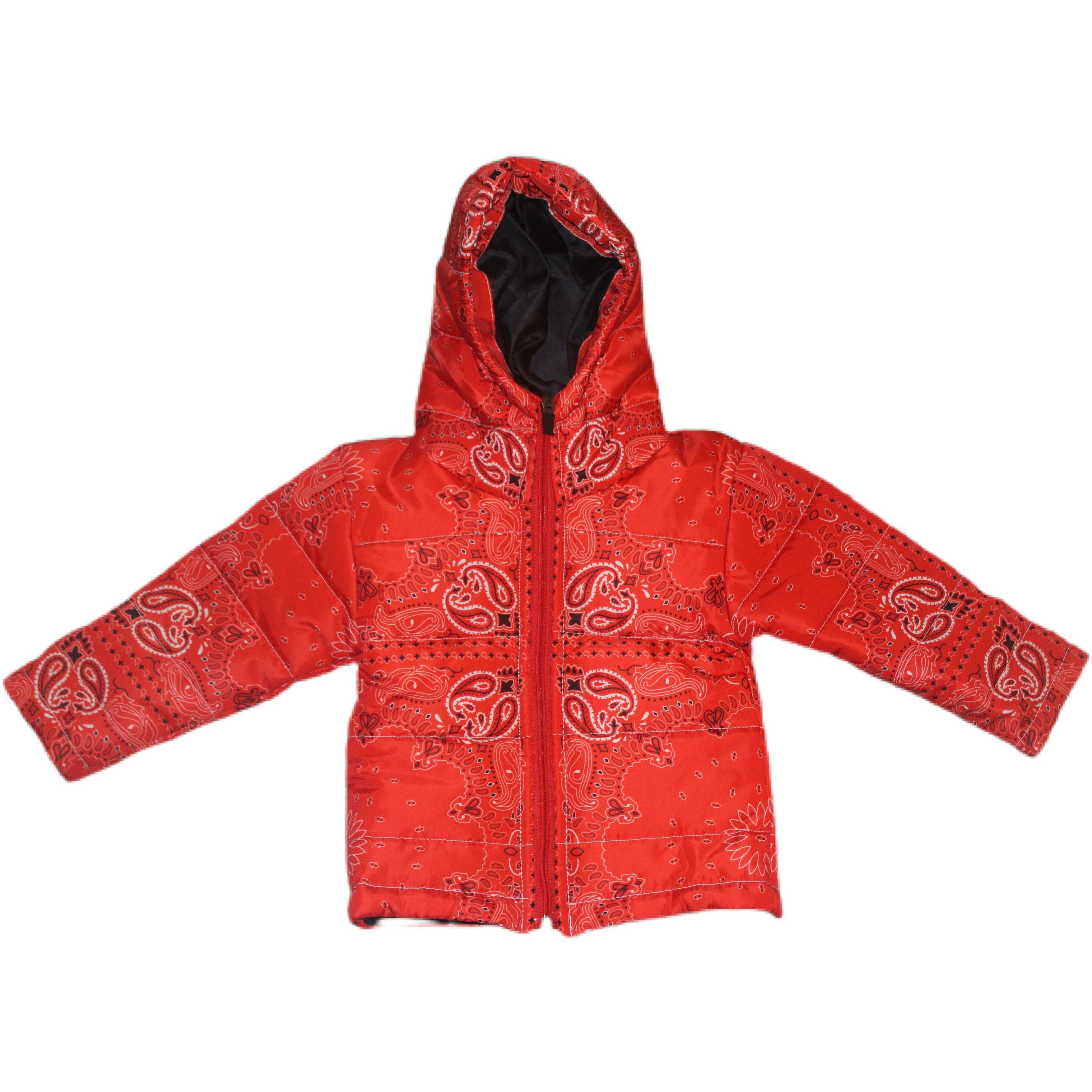 Kids Red Bandana Puffer Jacket - DimiRogue