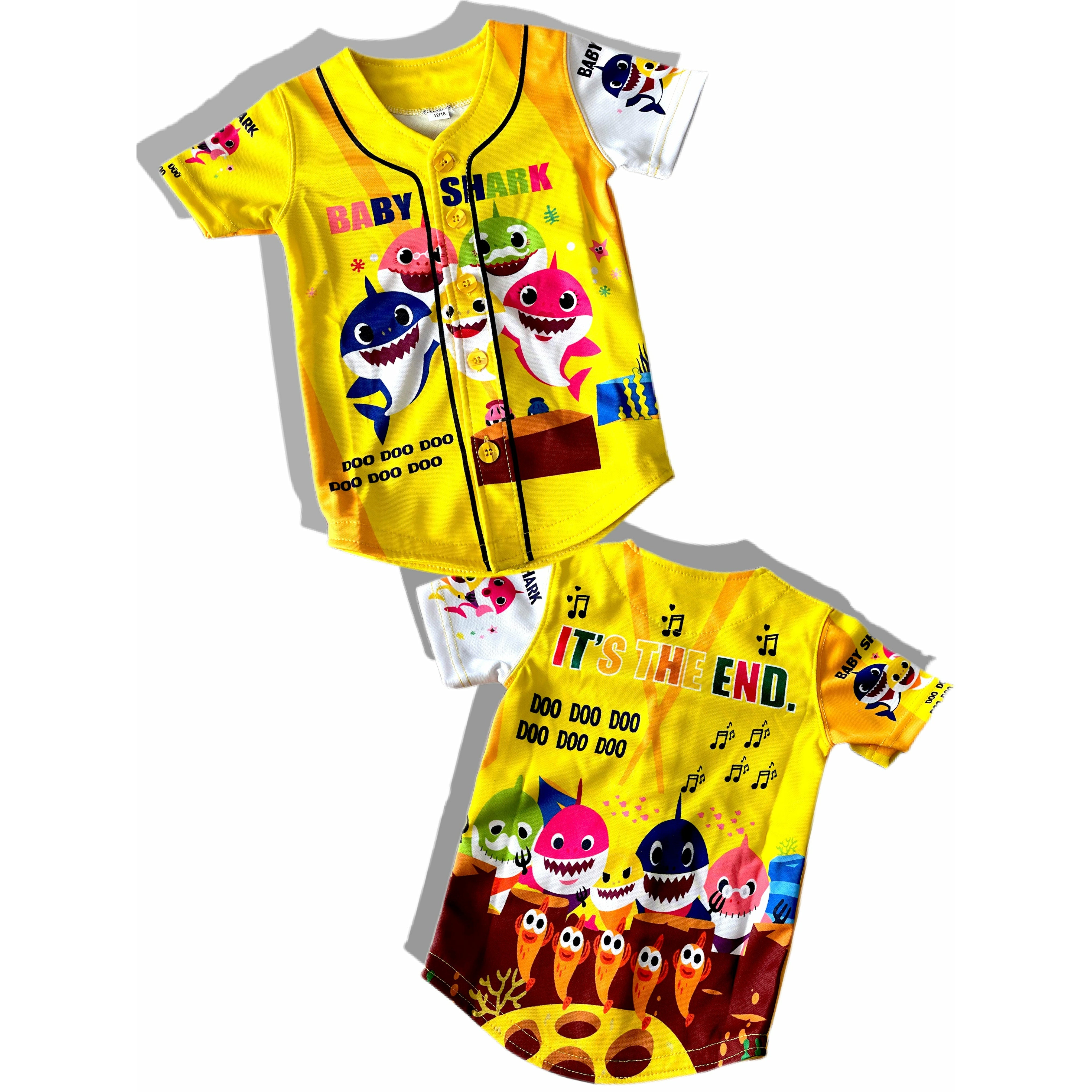 Kids Yellow Baby Shark Baseball Jersey - DimiRogue