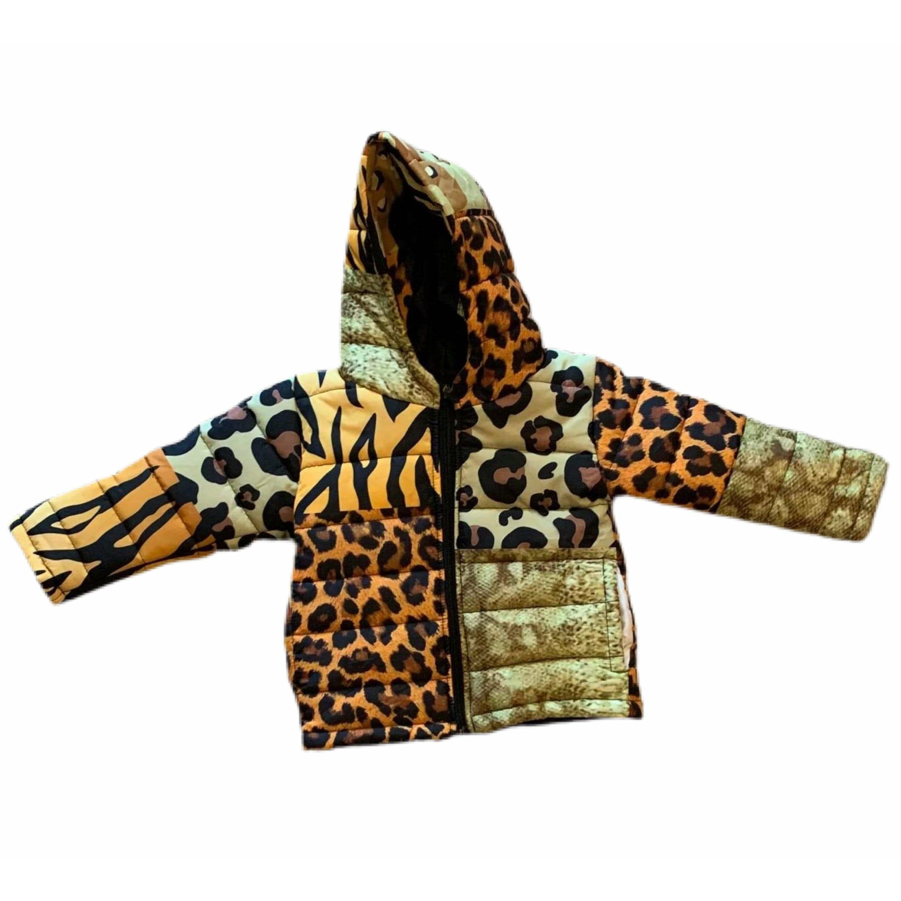 Women's Colorblocked Leopard Puffer